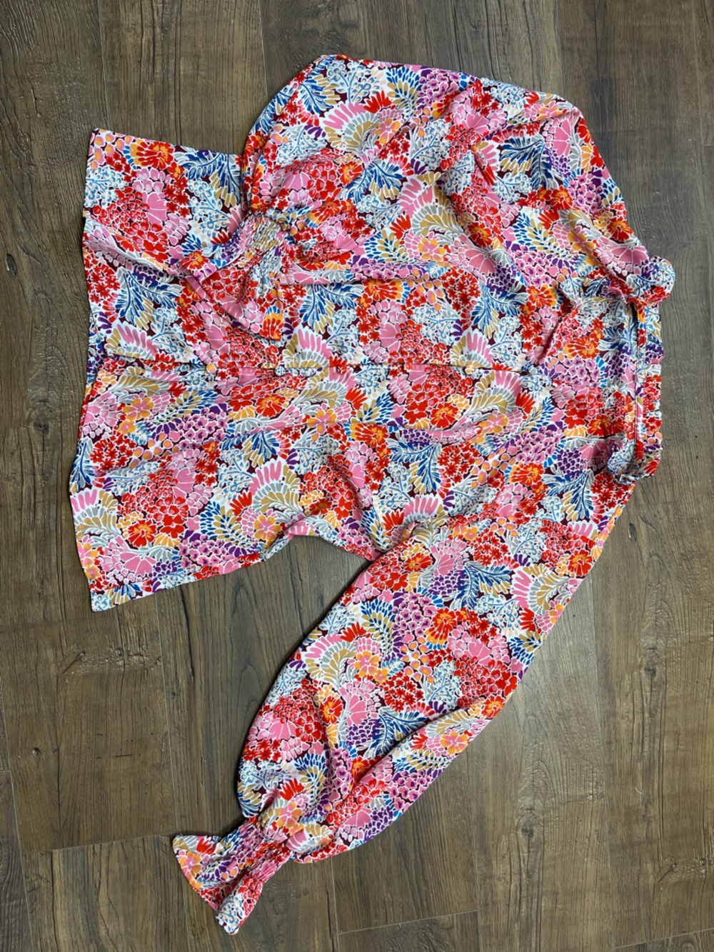 Floral Print Women's Top in Pink and Red
